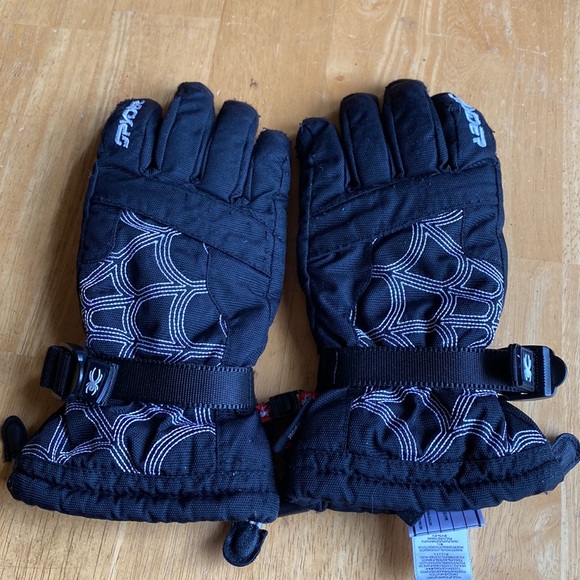 Spyder Black Gloves white Logo Spider w/ Web Palm LARGE pre-owned - Picture 1 of 14